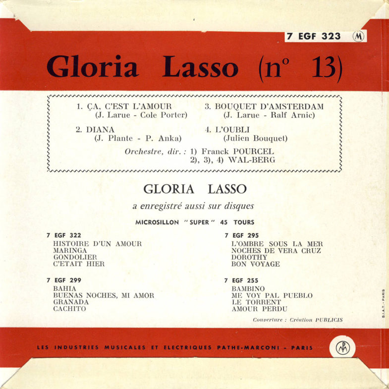 Gloria Lasso ② CA Cest L Amour F.RCA EFG323-2