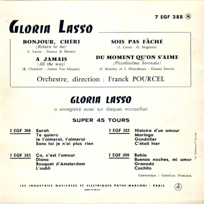Gloria Lasso ④ Bonjour Cheri F.RCA EFG388-2