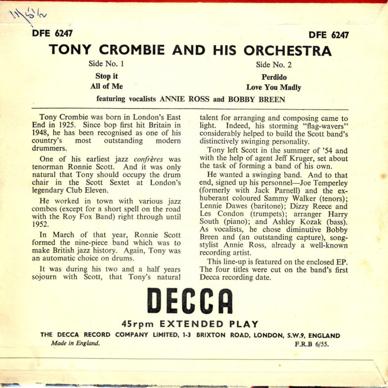 Annie Ross Tony Crombie DECCA DEF6247-2