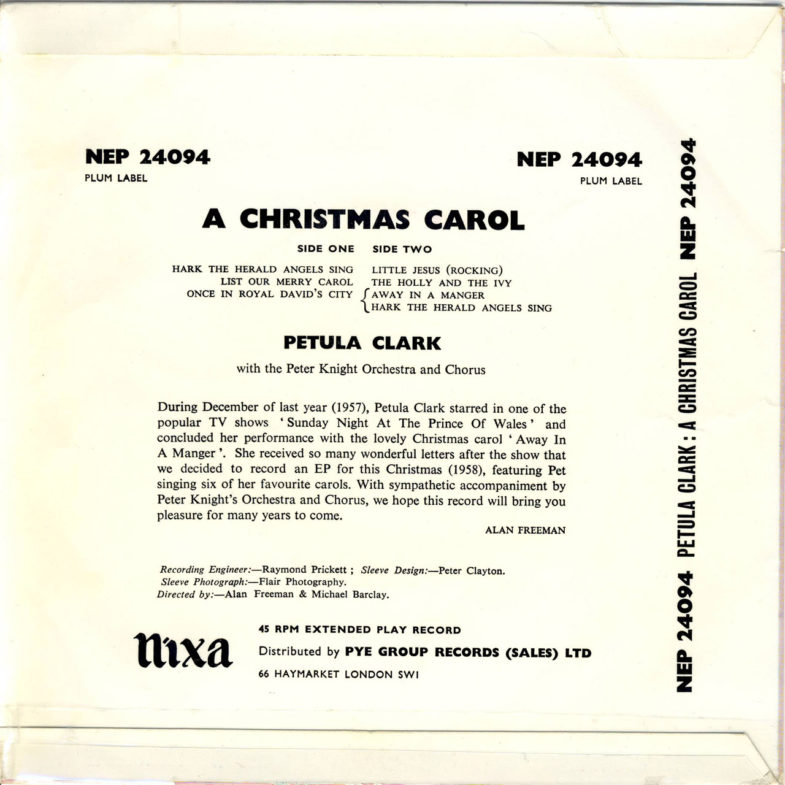 Petula Clark A Christmas Carol nixa NEP24094-2