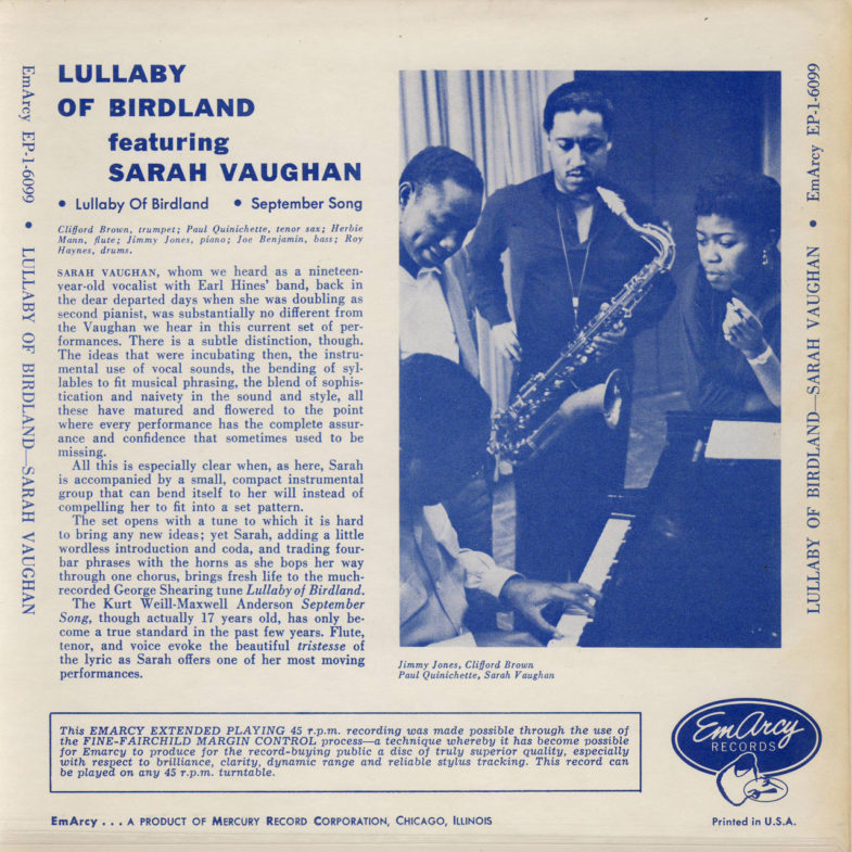 Sarah Vaughan Lullaby of Birdland Emarcy EP16099-2
